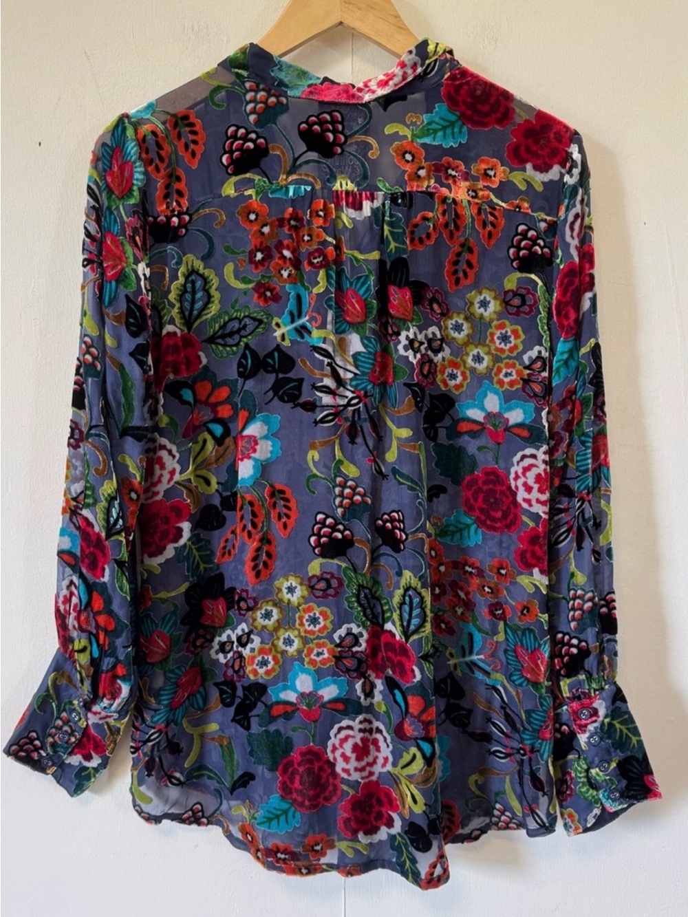 Johnny Was NWT Minto Velvet Burnout Yrene Blouse Colorful Silk Blend Size XXS - Picture 5 of 9